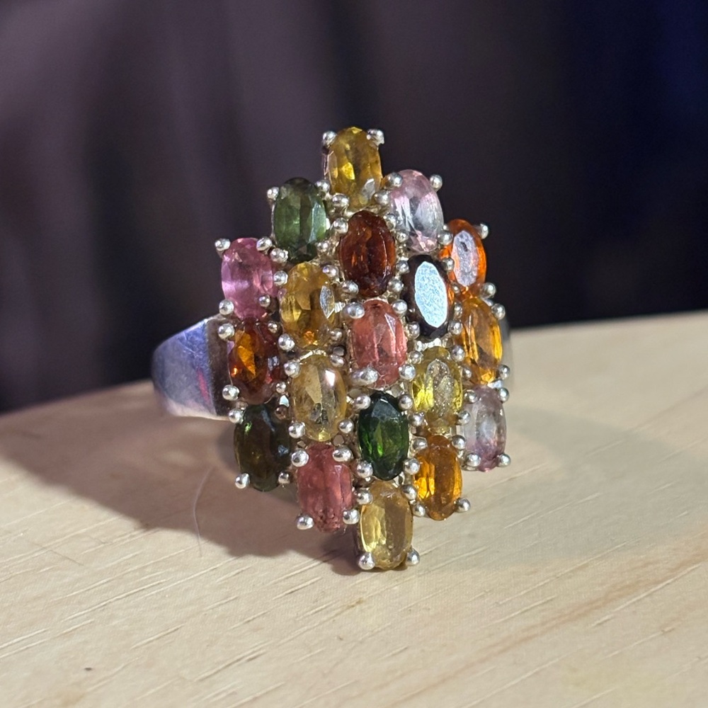 Multicolor Gemstone Cluster Ring - image 2